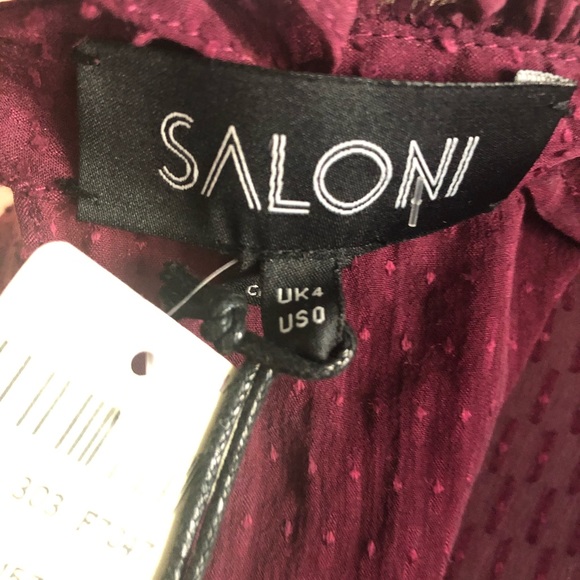 Saloni Emile D silk top basket weave dark plum sz0 - Picture 6 of 11